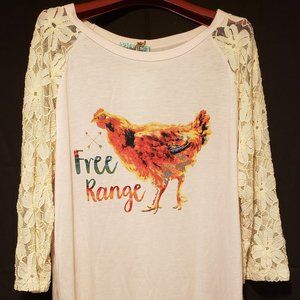 Southern Grace Size Large Free Range Chicken Shirt NWT